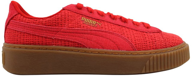 Sneakerek és cipők Puma Basket Platform Woven High Risk Red/Gold W 
Piros | 364847-01