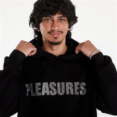 Sweatshirt Pleasures Rhinestone Impact Hoodie Black Fekete | P24SU003 BLACK, 1