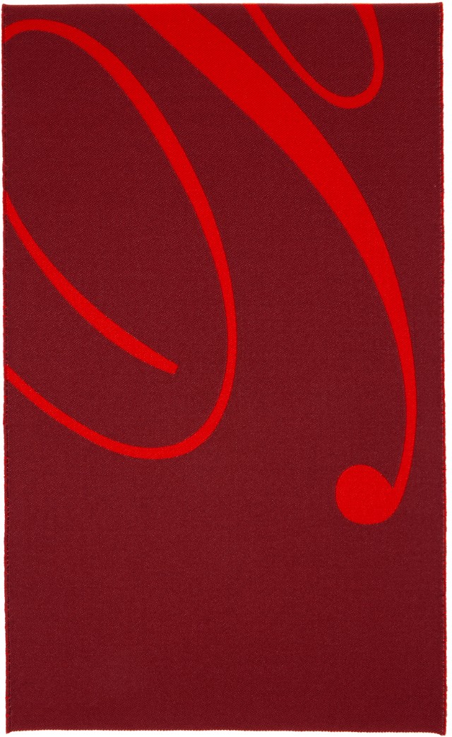 Logo Wool Silk Scarf Burgundy / Red