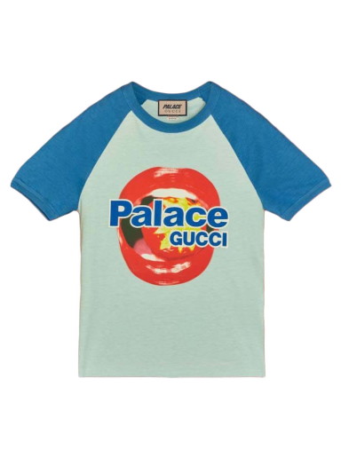 Póló Palace Gucci x Printed Cotton Jersey T-shirt Light Blue Kék | 720353 XJE1D 4754