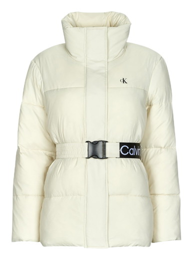 Puff dzsekik CALVIN KLEIN LOGO BELT WAISTED SHORT PUFFER Fehér | J20J219828-ACF