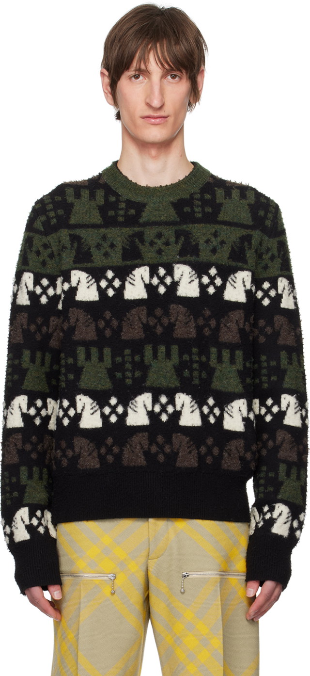 Pulóver Burberry Jacquard Sweater Fekete | 8076893