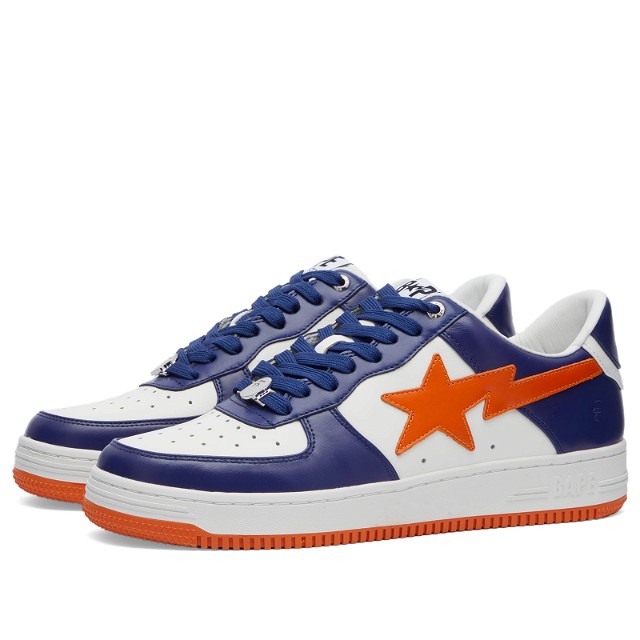 A Bathing Ape Men's BAPE Sta Leather Sneakers in Blue, Size UK 10 | END. Clothing