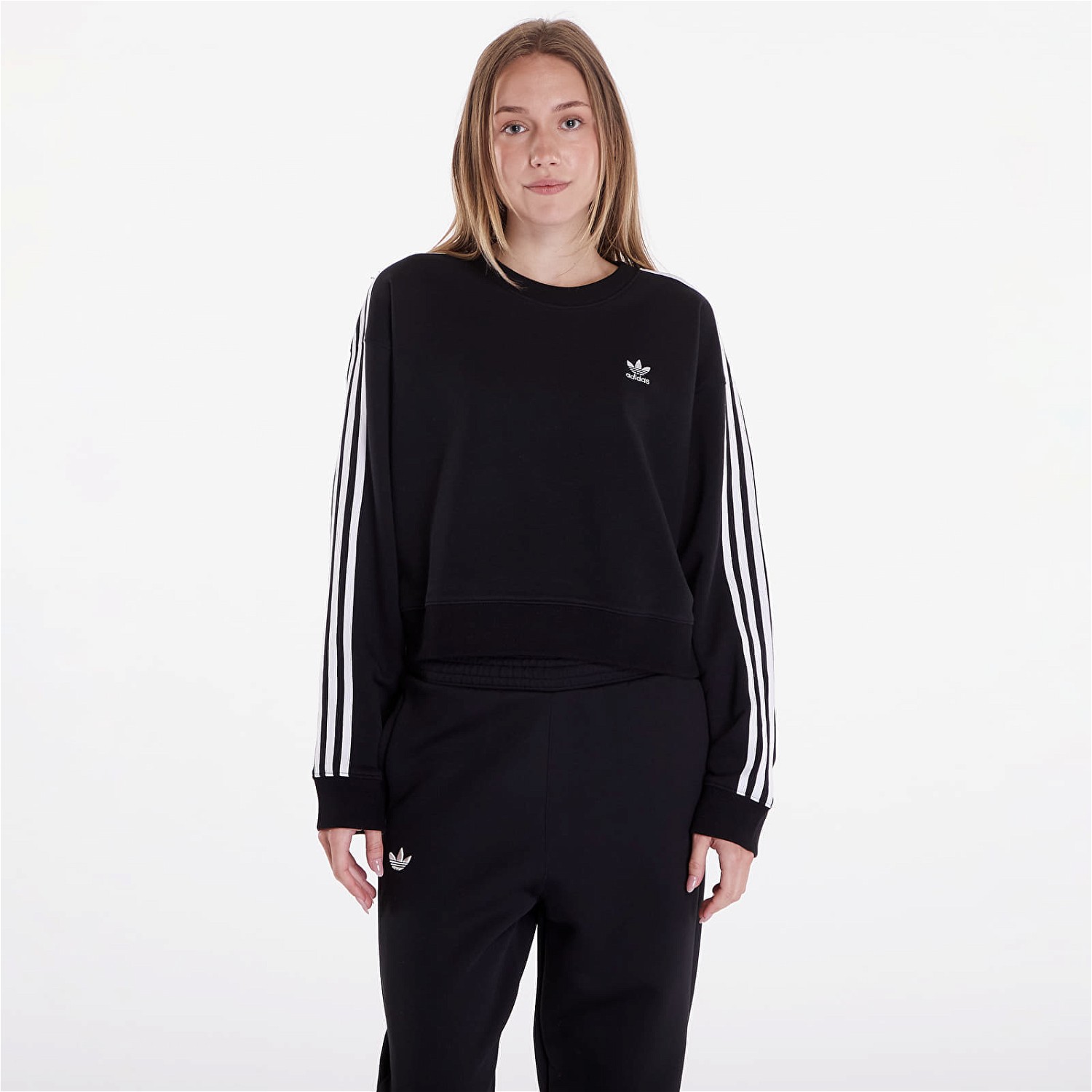 Sweatshirt adidas Originals 3 Stripes Classics Crew Black Fekete | IR5522, 0
