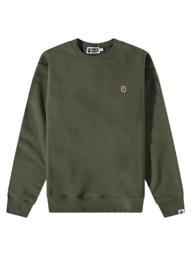 Sweatshirt BAPE Head One Point Relaxed Fit Crew Sweat Olive Drab Zöld | 001SWJ301015M-OD