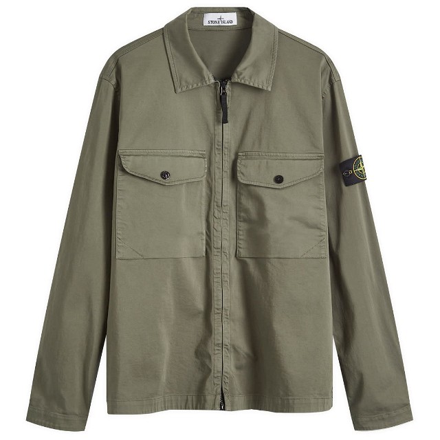 Dzsekik Stone Island 2 Pocket Garment Dyed Shirt Jacket Zöld | 811512808-V0059