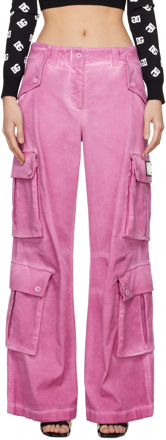 Oldalzsebes nadrágok Dolce & Gabbana Garment-Dyed Cargo Pants Rózsaszín | FTC3JT GDCBW