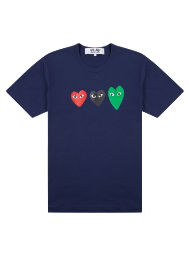 Póló Comme des Garçons PLAY Multi Heart T-Shirt Sötétkék | AZ T186 051 1