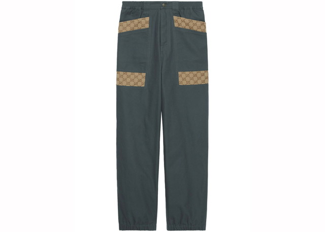 Farmer Gucci Panelled Monogram-Pattern Jeans Ash Grey Szürke | 742596XDCEY
