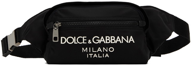 Deréktáskák Dolce & Gabbana Black Rubberized Pouch Fekete | BM2218AG182