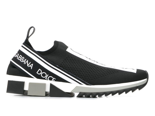 Sneakerek és cipők Dolce & Gabbana Sorrento Logo Slip On Black Grey White Fekete | CS1713AH677