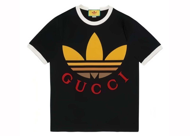 Póló Gucci adidas x Logo T-shirt Black Fekete | 727694 XJE7J 1152