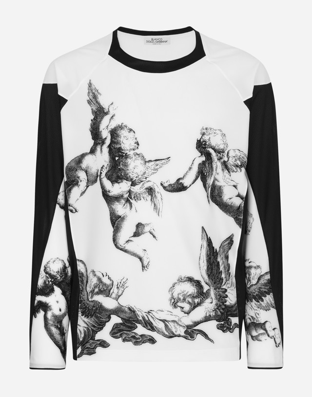 Long-sleeved Angel-print T-shirt