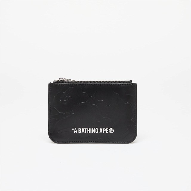 Pénztárca BAPE A BATHING APE Solid Camo Leather Pouch Wallet Black Universal Fekete | 001SGK201316M BLK