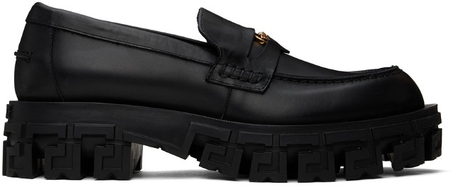 Sneakerek és cipők Versace Black Greca Portico Loafers Fekete | 1013955_1A05956