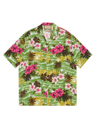 Ing Gucci Printed Bowling Shirt Zöld | 694124 ZAJST 3824