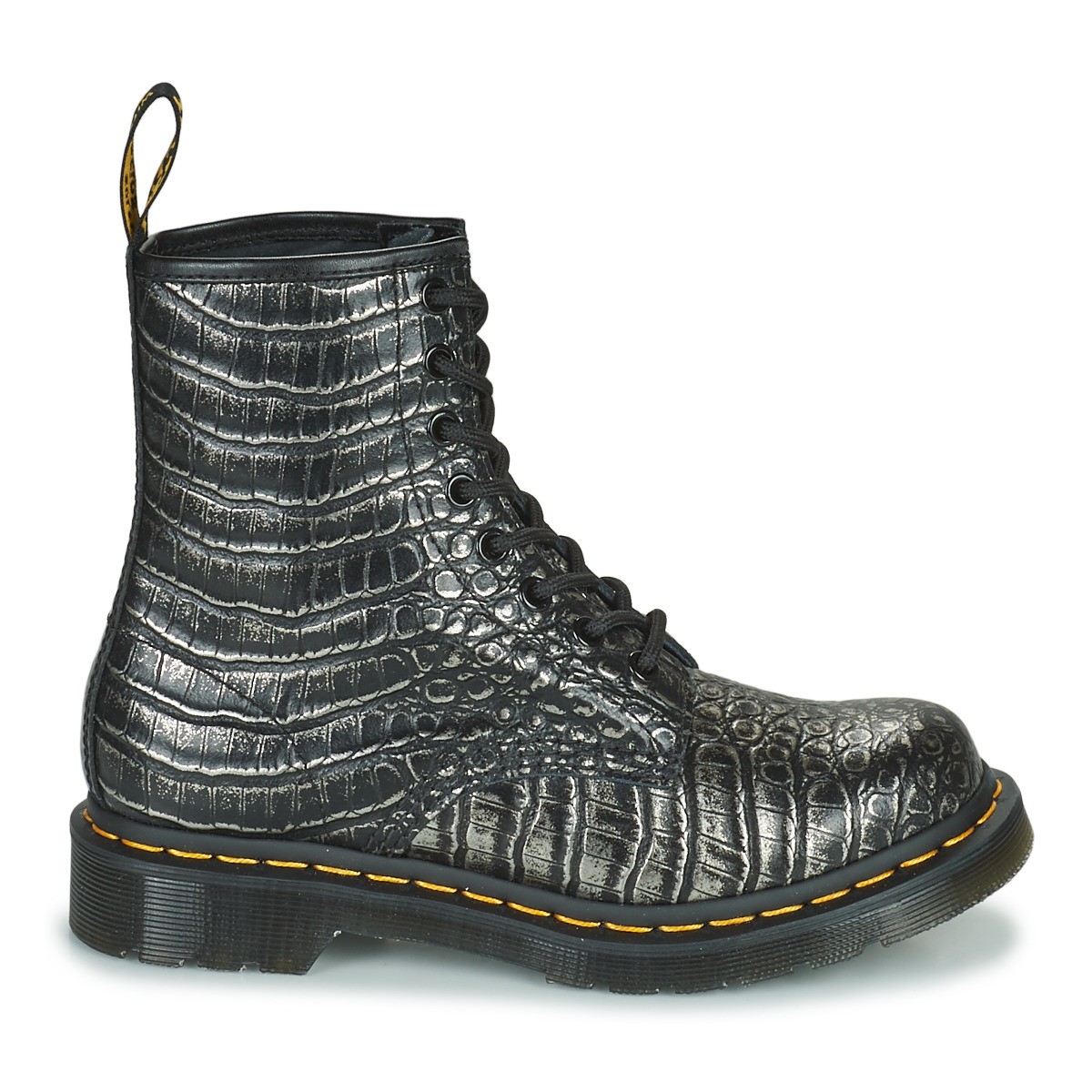 Sneakerek és cipők Dr. Martens 1460 Gunmetal Wild Croc Emboss Fekete | 27249029, 1