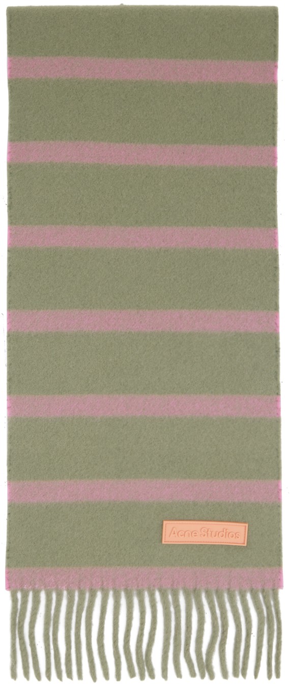 Green & Pink Striped Scarf