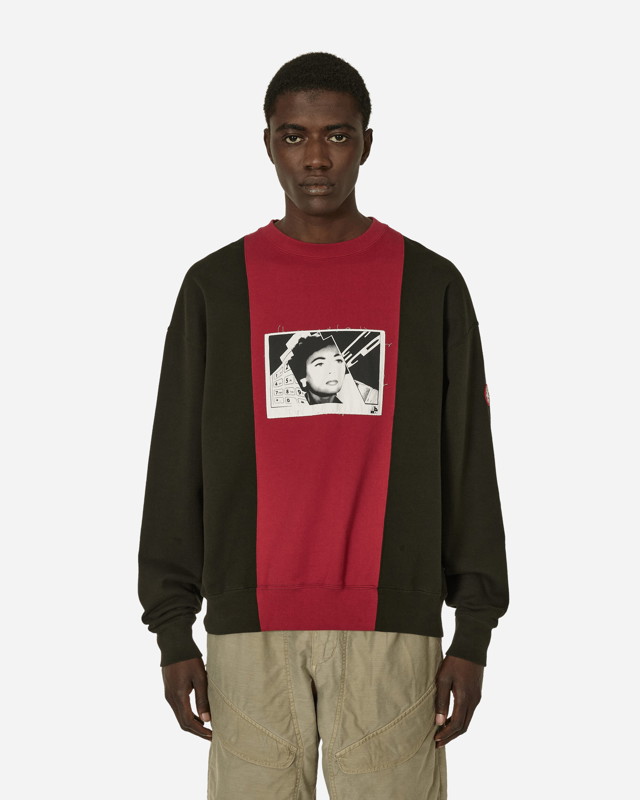 Sweatshirt Cav Empt Paneled Two Tone Crewneck Sweatshirt Red / Black 
Piros | CES25CS13 RED