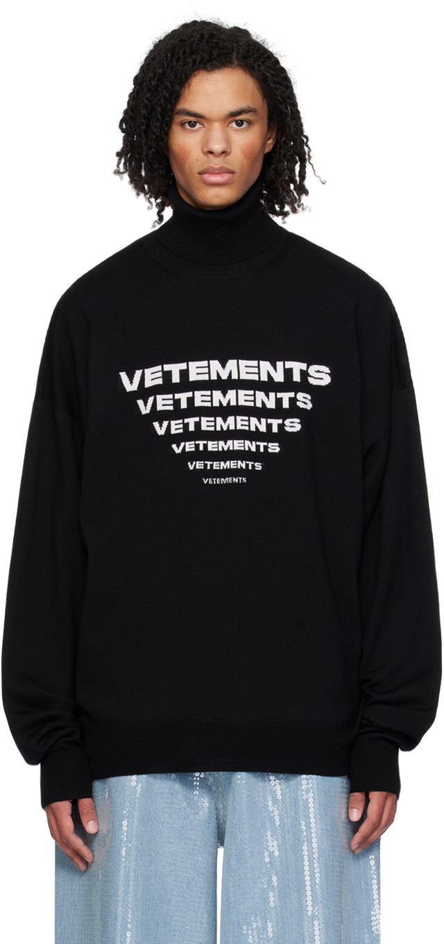 Pulóver VETEMENTS Jacquard Sweater Fekete | UE64KN600B