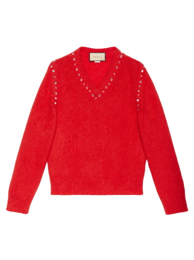 Pulóver Gucci Mohair With Studs Crewneck 
Piros | 721152 XKCQM 6429