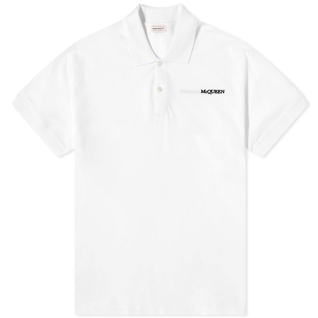 Pólóingek Alexander McQueen Embroidered Logo Polo Shirt Fehér | 781998-QXAAK-9000