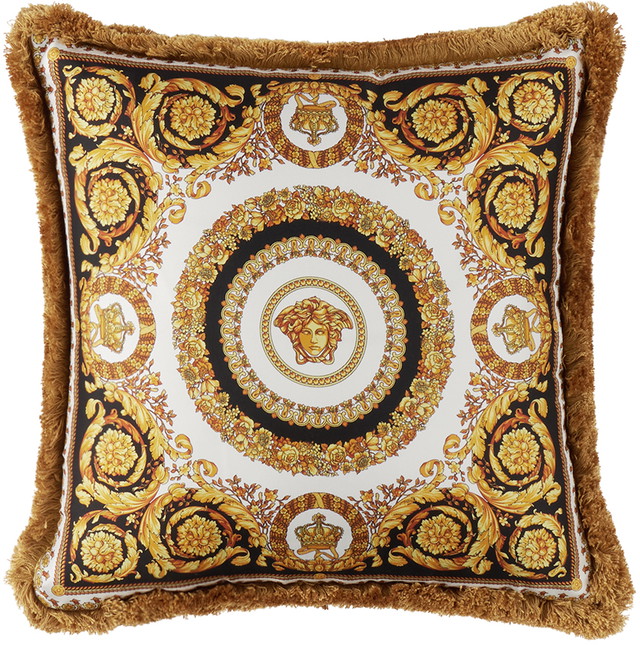 Lakberendezés Versace Gold & Black Crete De Fleur Cushion Sárga | ZCU454501_ZSEP0184