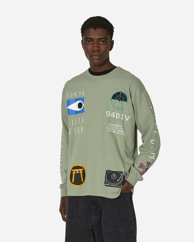 Póló Neighborhood LS-10 Longsleeve T-Shirt Sage Green Zöld | 241PCNH-LT10 SG