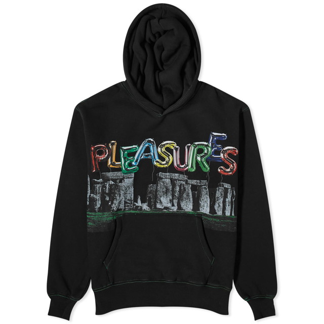 Sweatshirt Pleasures Stonehenge Hoodie Fekete | P23W036-BLK