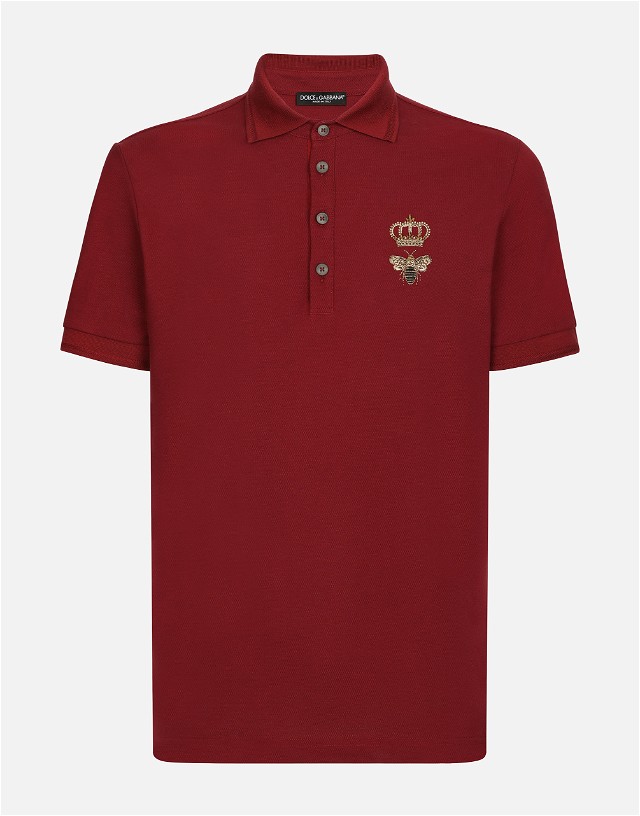Pólóingek Dolce & Gabbana Cotton Piqué Polo-shirt With Embroidery Burgundia | G8LZ1ZG7WURR0108