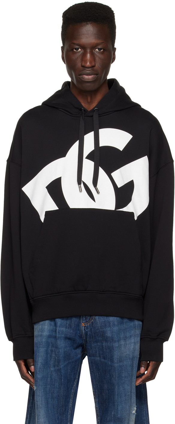 Sweatshirt Dolce & Gabbana Black Printed Hoodie Fekete | G9ZM4TFU7DU