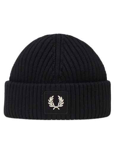 Beanie sapkák Fred Perry Patch Brand Chunky Rib Beanie Fekete | C6151 T03