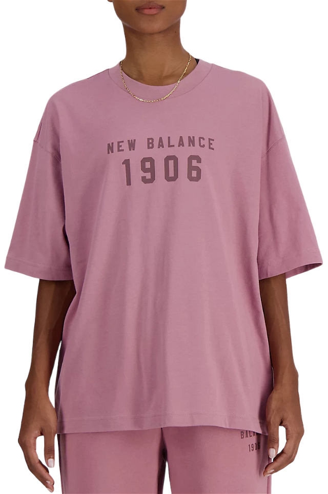 Póló New Balance Iconic Collegiate Jersey Oversized Rózsaszín | wt41519-rse