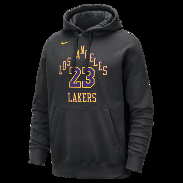 Sweatshirt Nike NBA Los Angeles Lakers LeBron James City Edition Club Hoodie Fekete | DZ0091-014, 4