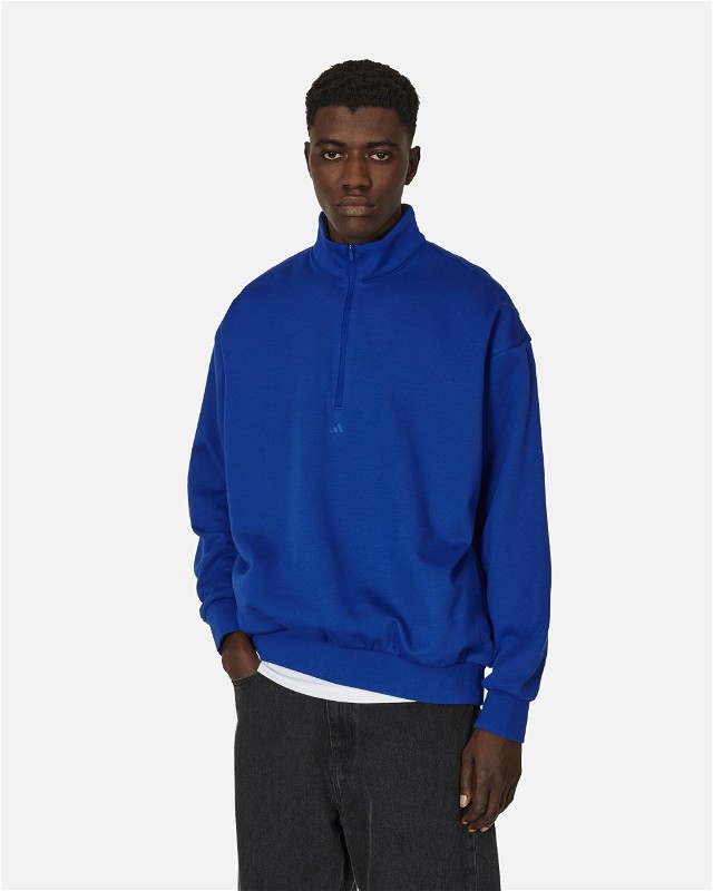 Sweatshirt adidas Originals Basketball Half-Zip Crewneck Sweatshirts Lucid Blue Sötétkék | IW1624 001