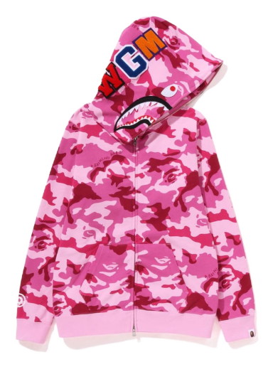 Sweatshirt BAPE Woodland Camo Shark Full Zip Hoodie Rózsaszín | 1J30-215-006