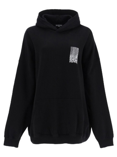 Sweatshirt Balenciaga Barcode Logo Cotton Hoodie Fekete | 651799 TKVE6