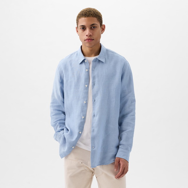 Ing GAP Longsleeve Linen Shirt Distant Blue Kék | 855351-01