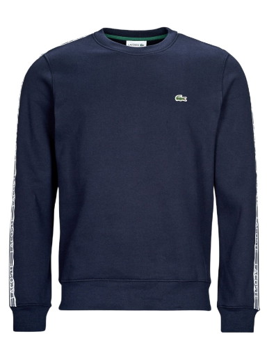 Sweatshirt Lacoste Classic Fit Logo Stripe Flannel Sweatshirt Sötétkék | SH5073-166