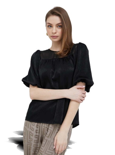 Ing DKNY Mix Media Satin Blouse Fekete | P2KANODT