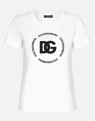 Póló Dolce & Gabbana Jersey T-shirt With Dg Logo Fehér | F8T00ZGDB5UW0800, 0