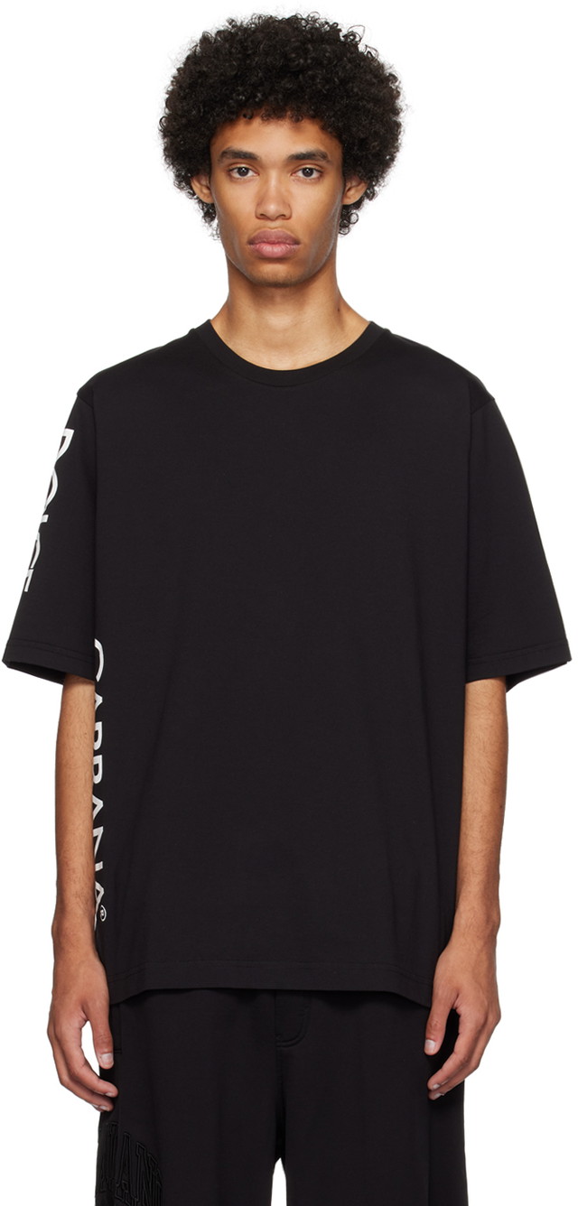 Póló Dolce & Gabbana Black Printed T-Shirt Fekete | G8PC7THU7MA