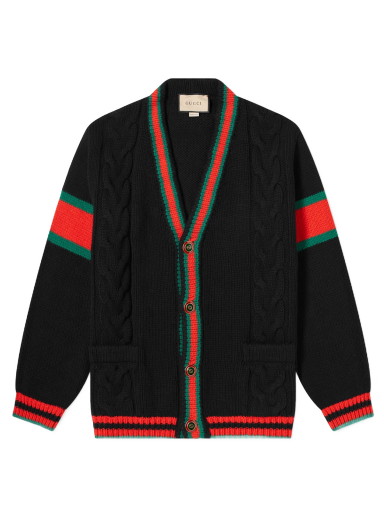 Pulóver Gucci GRG Placket Arm Cardigan Fekete | 497037-X1561-1082