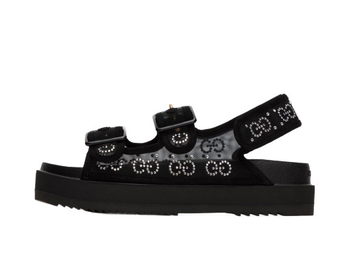 Sneakerek és cipők Gucci Crystal GG Sandals "Black" Fekete | 701158 F13A0