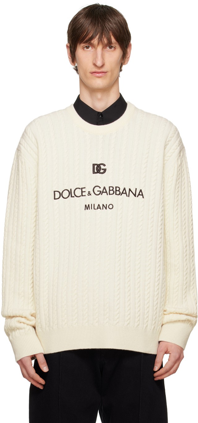 Pulóver Dolce & Gabbana Girocollo Sweater "Off-White" Bézs | GXX09ZJCVS3
