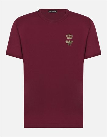 Dolce & Gabbana Cotton T-shirt With Embroidery - Man T-shirts And Polos Burgundy G8PV1ZG7WUQR0108