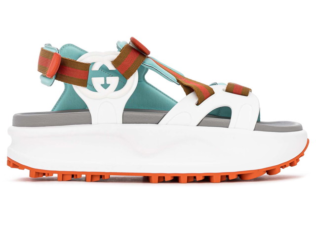Sneakerek és cipők Gucci Colour Block Platform Sandal White Blue Orange (Women's) Fehér | 695461 9B310 3961