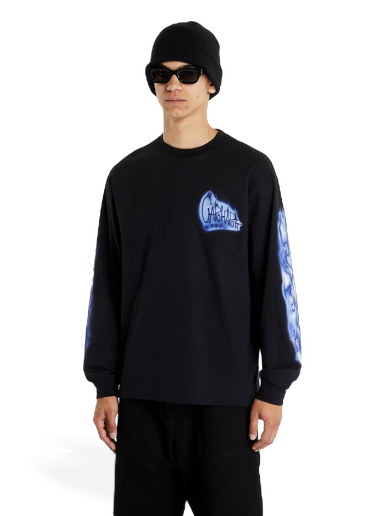 Póló Carhartt WIP Long Sleeve Babybrush Grin T-Shirt Black Fekete | I032125.89XX