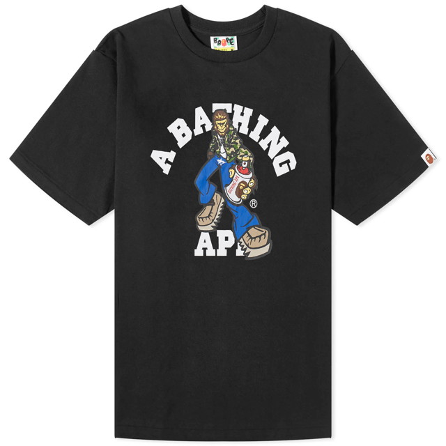 Póló BAPE A Bathing Ape Graffiti Character College T-Shirt Fekete | 001TEK301331M-BLK