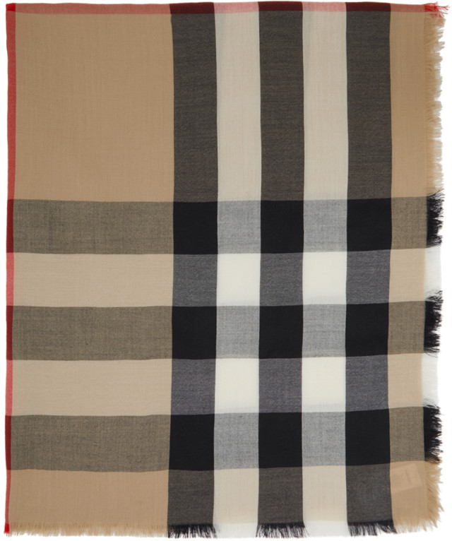 Sálak és kendők Burberry Lightweight Cashmere Check Scarf Beige Bézs | 8024500